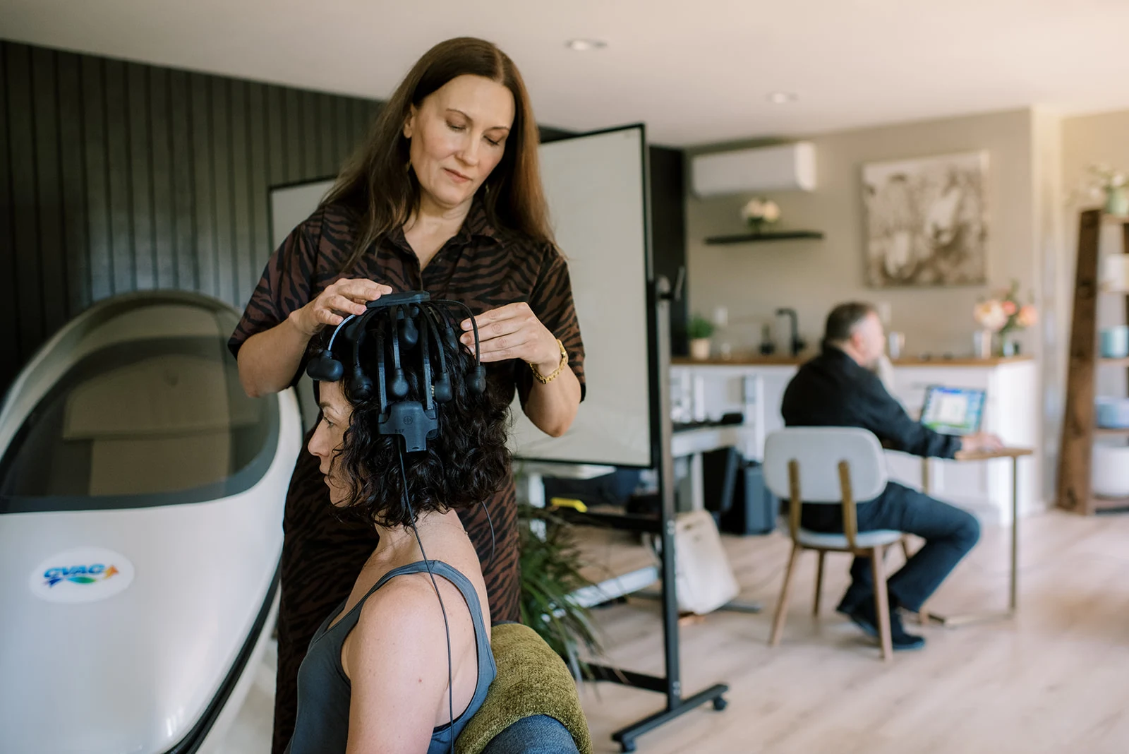 Dr. Amy Albright in a private session with a participant during the Intensive